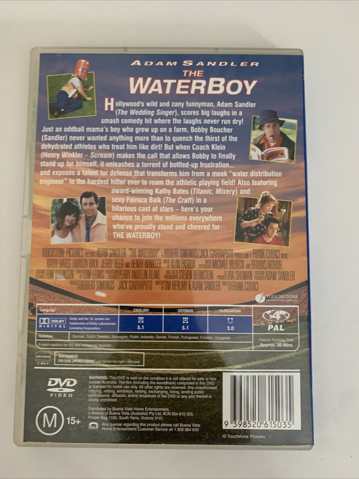 The Waterboy (DVD, 1998) Henry Winkler, Adam Sandler, Kathy Bates Region 4