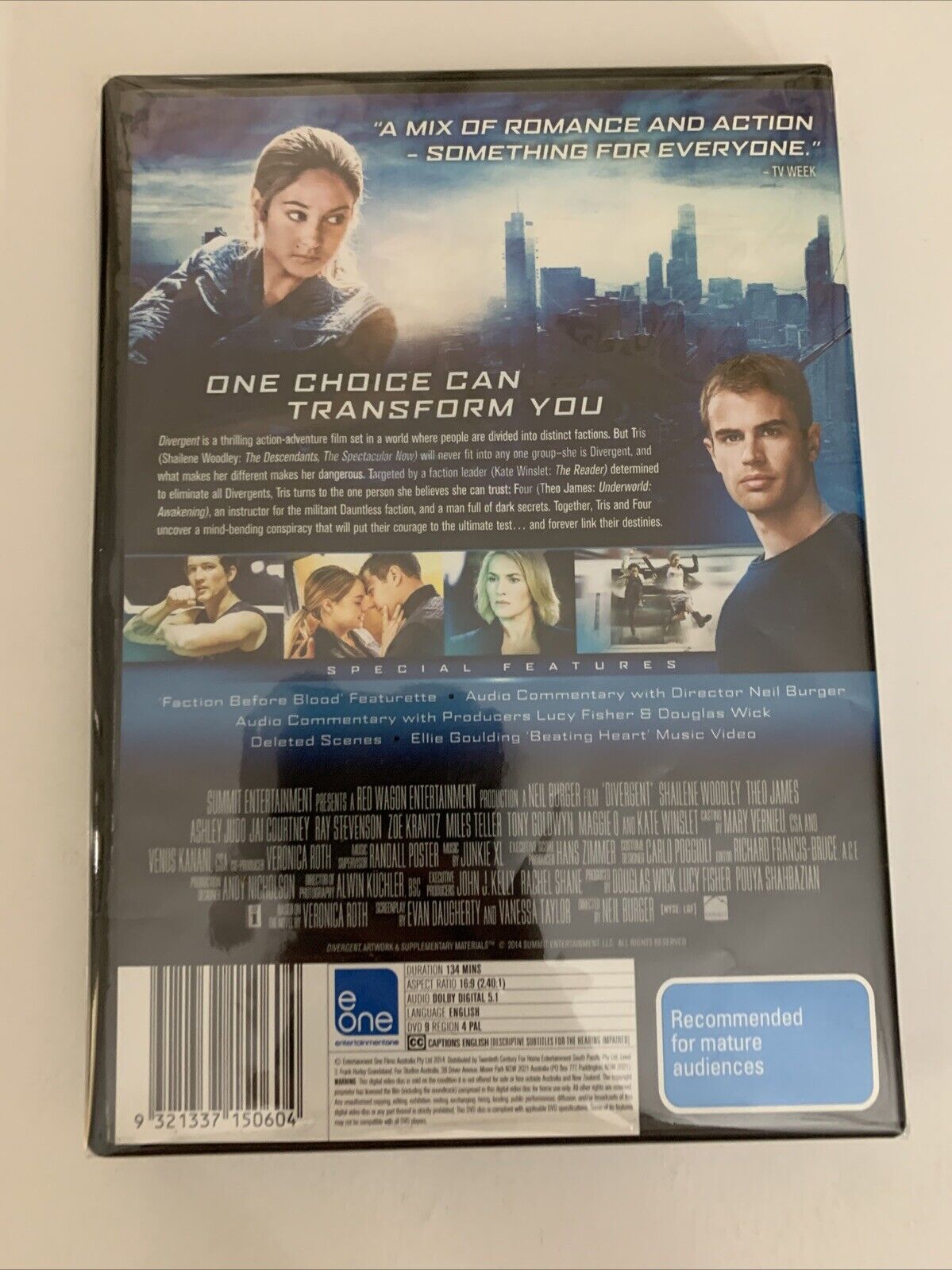 Divergent (DVD, 2014) Kate Winslet, Shailene Woodley, Ashley Judd Region 4  NEW