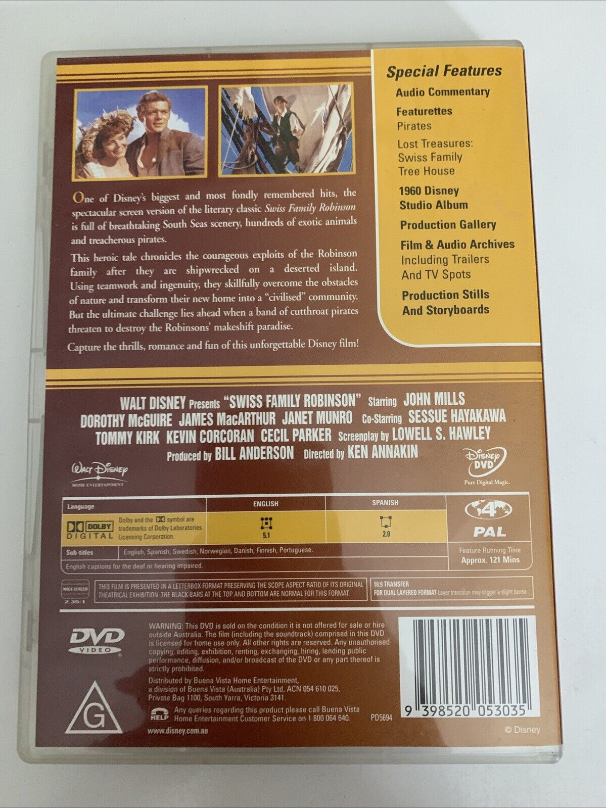 Swiss Family Robinson (DVD, 1960) Disney Film Region 4
