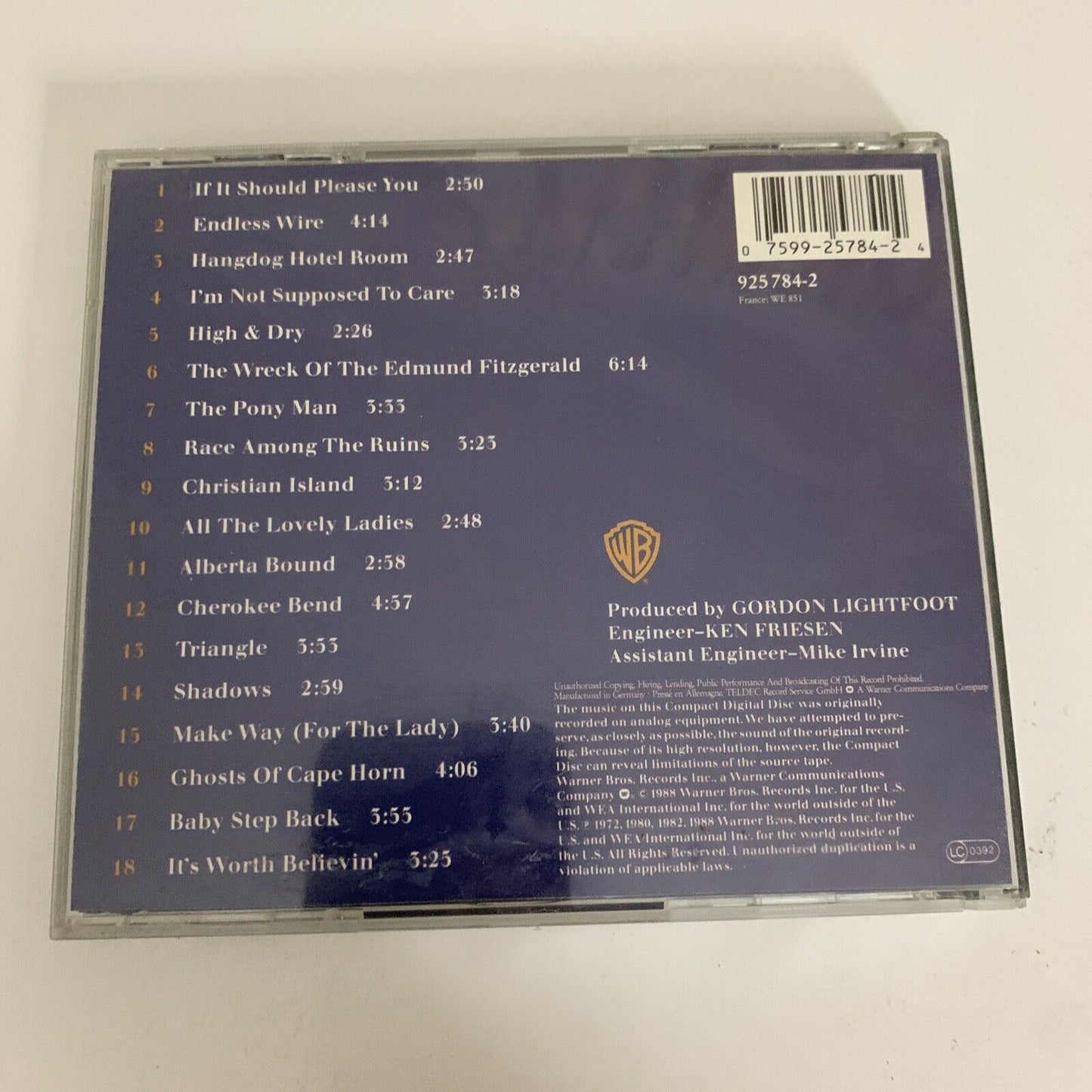Gord's Gold Volume II by Gordon Lightfoot (CD, 1988)