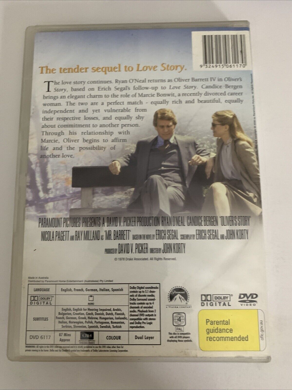 Oliver's Story (DVD, 1979) Ryan O'neal, Nicola Pagett, Candice Bergen  Region 4