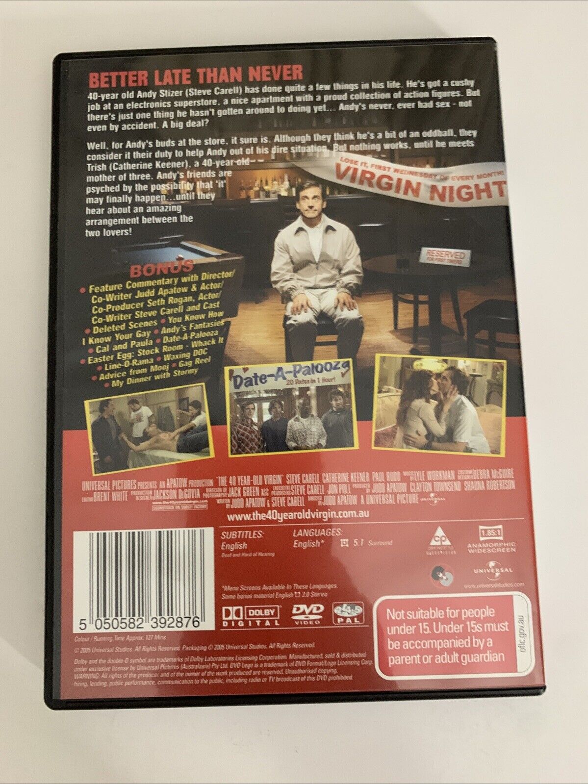 The 40 Year Old Virgin (DVD, 2005) Steve Carell, Catherine Keener, Paul Rudd