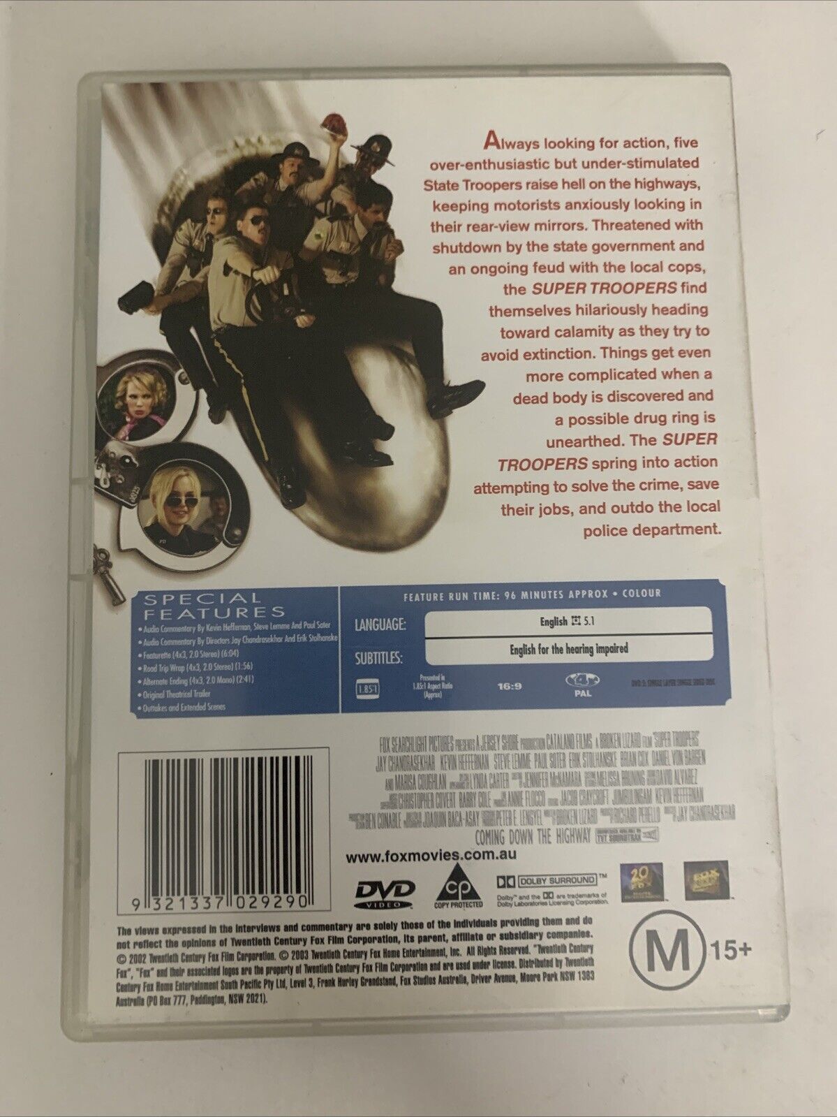 Super Troopers (DVD, 2001) Kevin Heffernan, Paul Soter Jay Chandrasekhar Region4