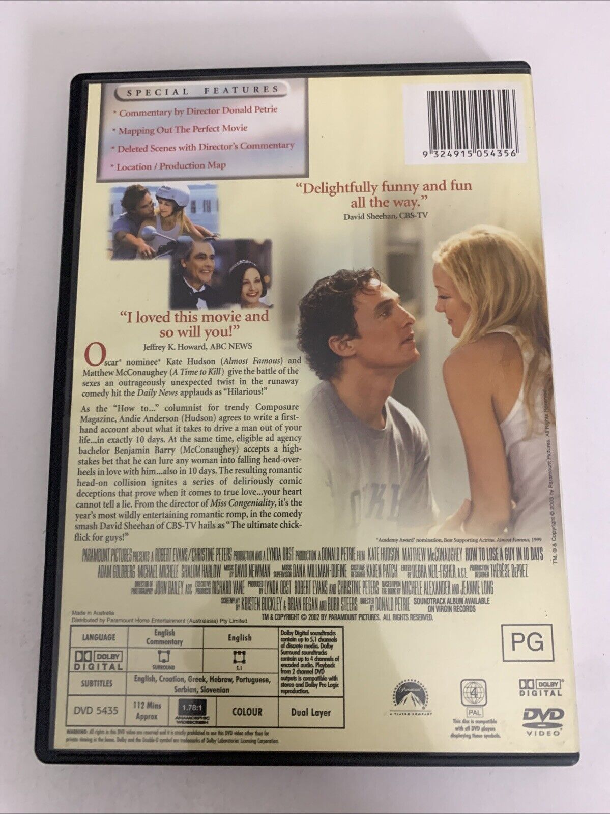 How To Lose A Guy In 10 Days (DVD, 2002) Matthew McConaughey, Kate Hudson