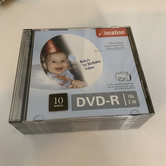 Imation DVD-R 10 Pack 16x 4.7GB White inkjet printable NEW Sealed