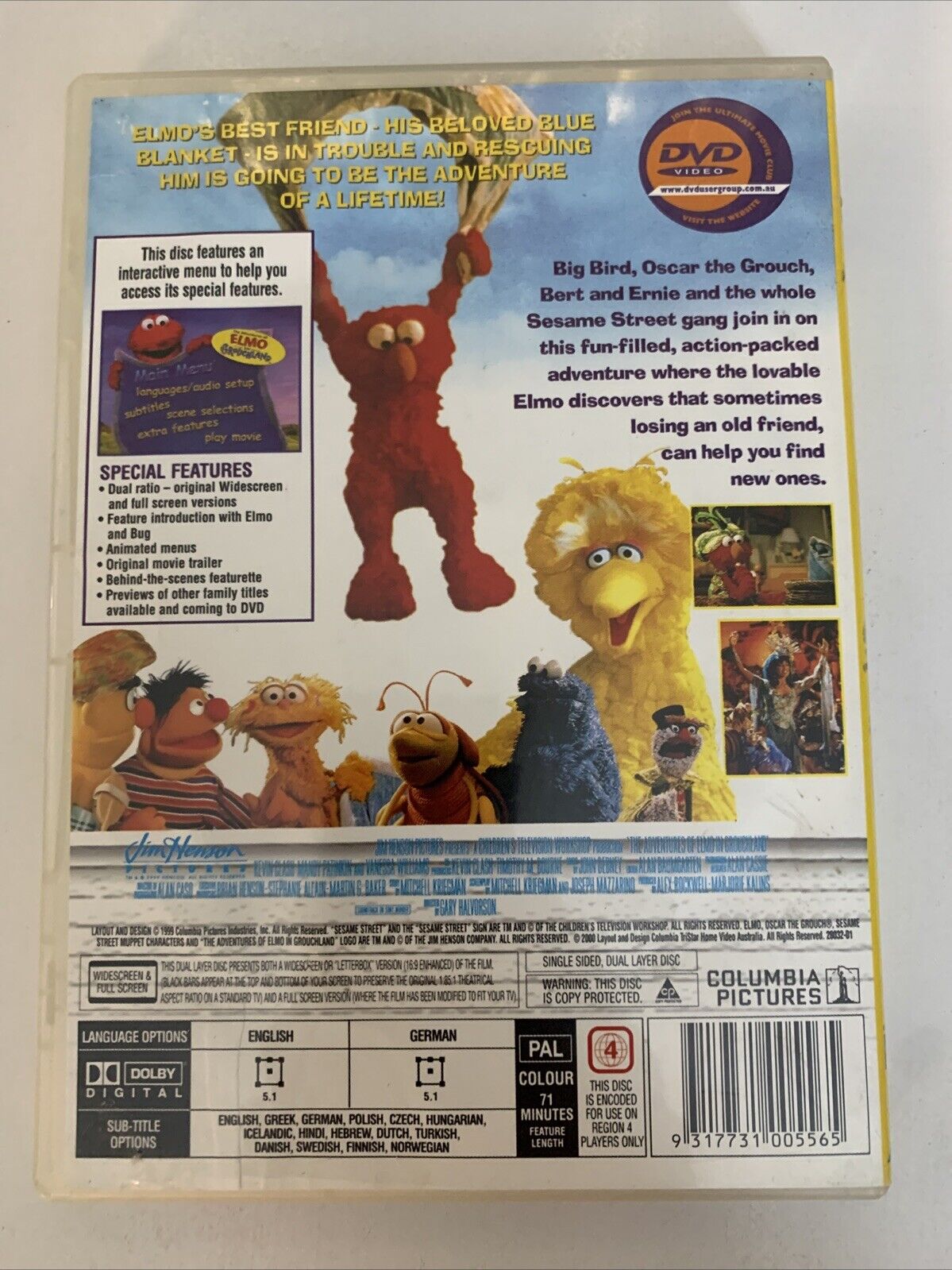 Adventures of Elmo in Grouchland (DVD, 1999)  Region 4