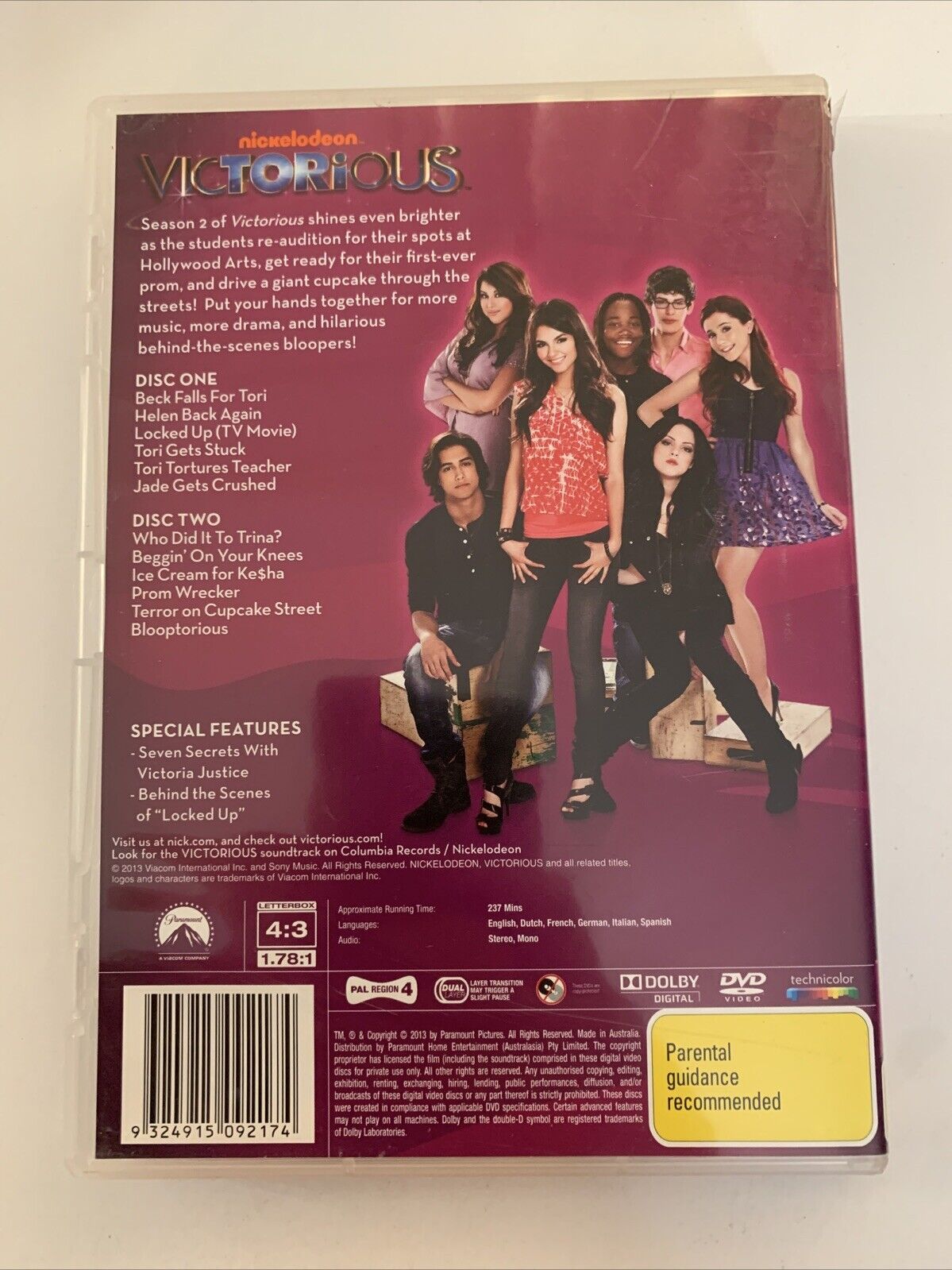 Victorious : The Complete Season 2 (DVD, 2011)  Ariana Grande Region 4