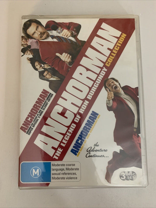 Anchorman: The Legend Of Ron Burgundy Collection (DVD, 2009, 3-Disc) Region4 NEW