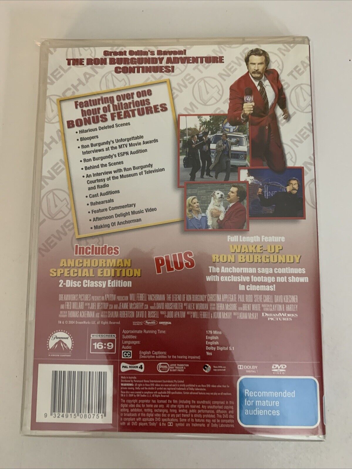 Anchorman: The Legend Of Ron Burgundy Collection (DVD, 2009, 3-Disc) Region4 NEW