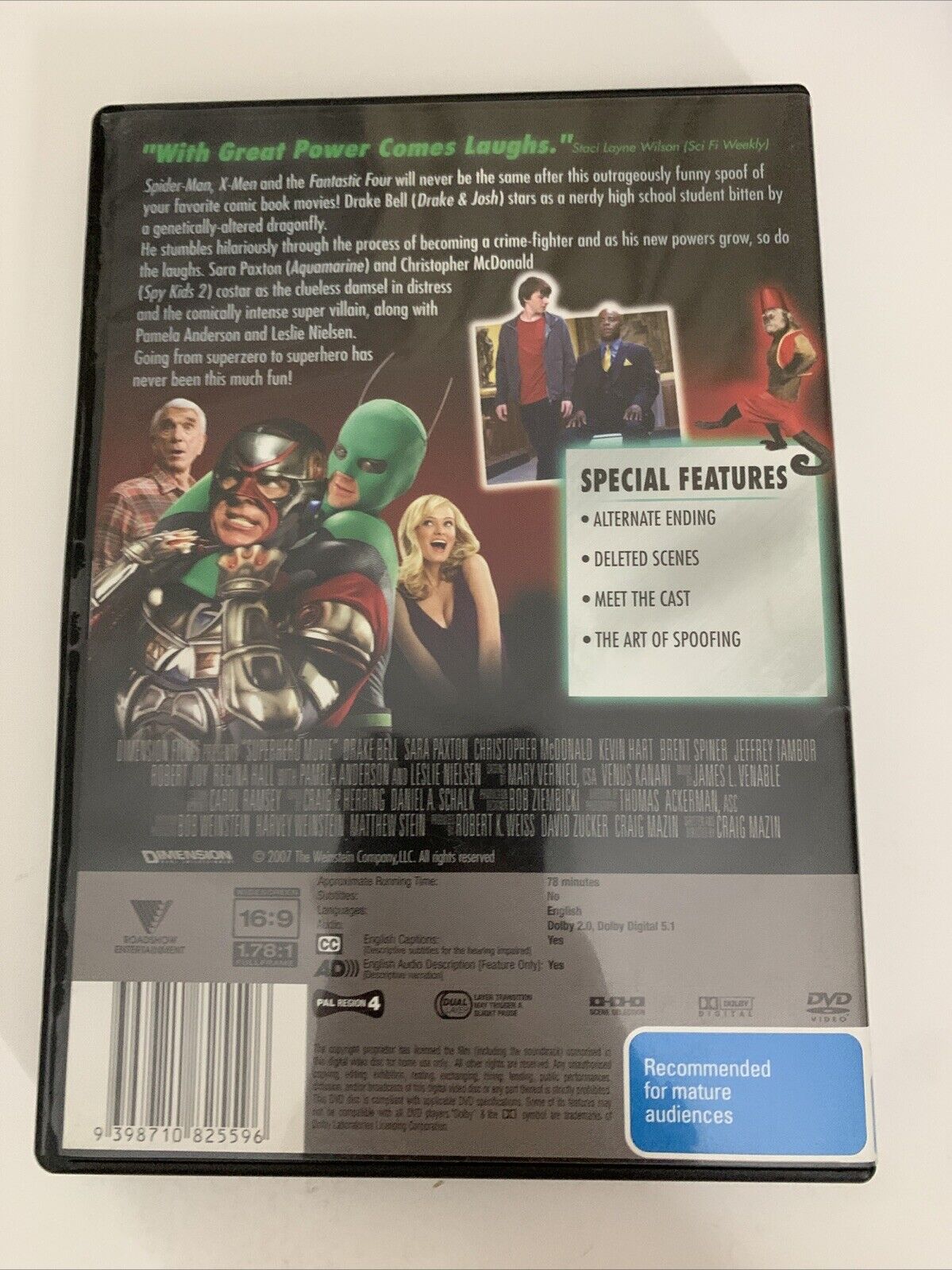Superhero Movie (DVD, 2008) Leslie Nielsen, Drake Bell Comedy Region 4
