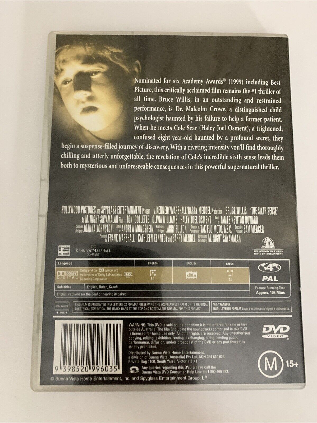 The Sixth Sense (DVD, 1999) Toni Collette, Haley Joel Osment, Bruce Willis Reg 4