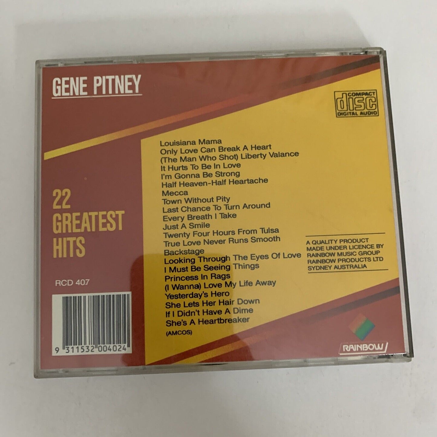 The 22 Greatest Hits by Gene Pitney (CD, 1986) Album