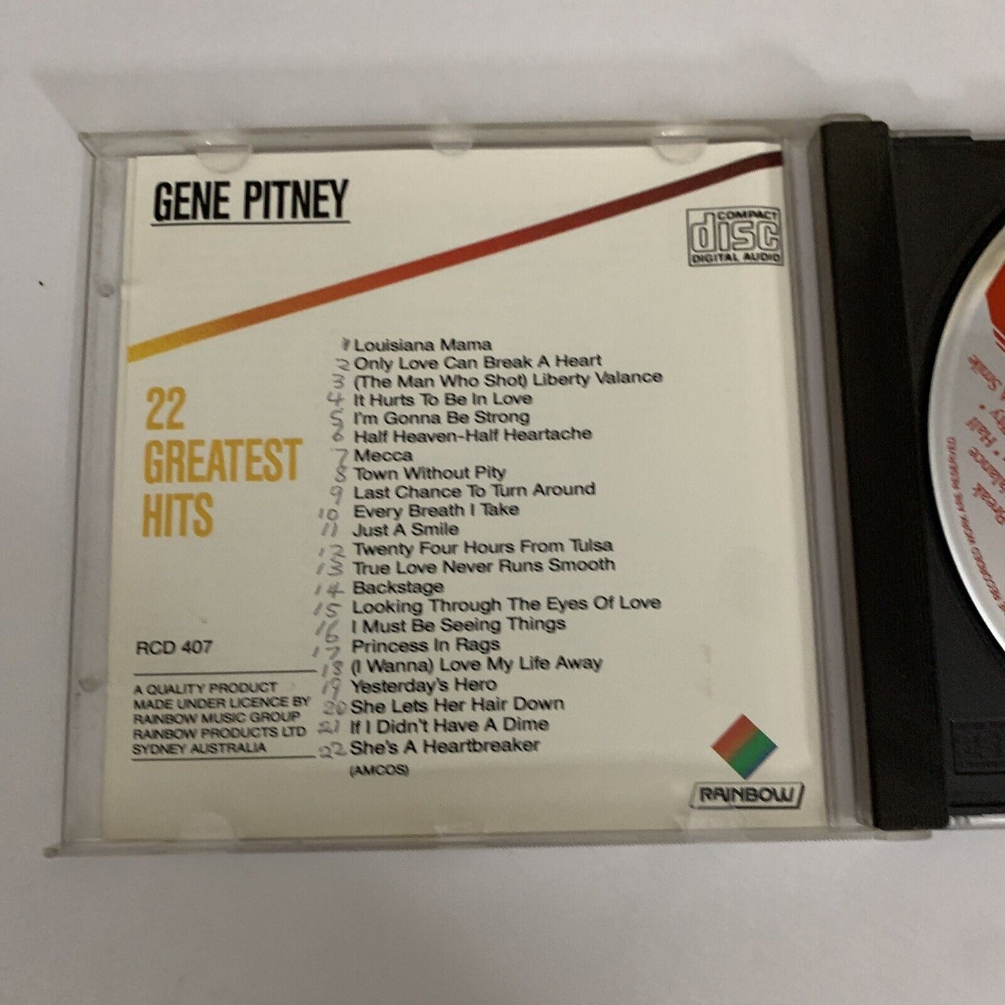 The 22 Greatest Hits by Gene Pitney (CD, 1986) Album