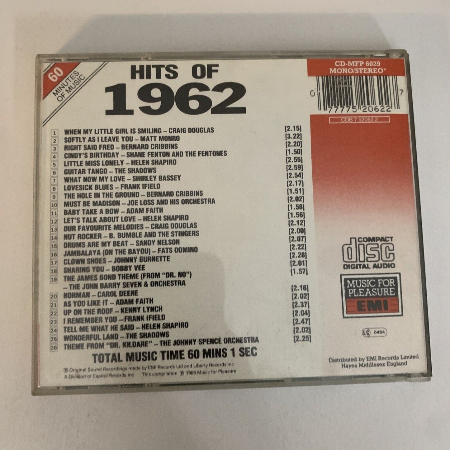 Hits of 1962 by Various Artists (CD, 1988)