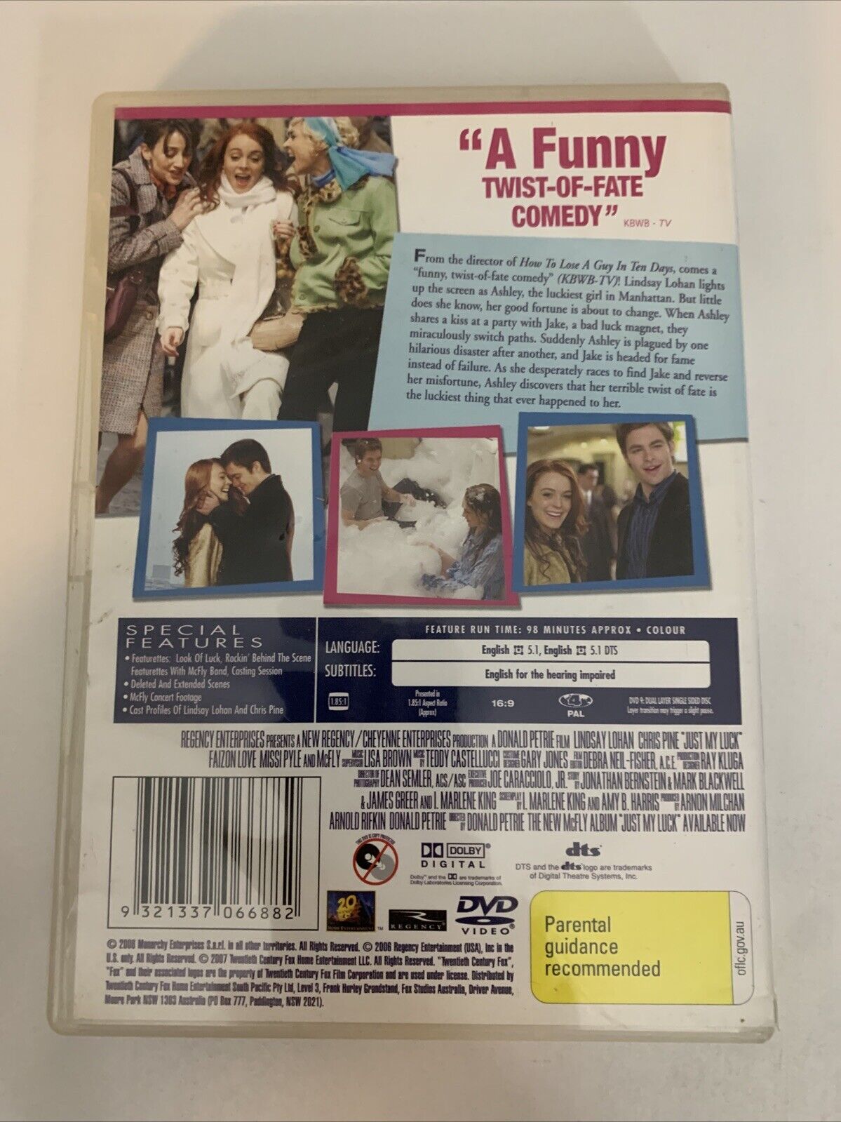 Just My Luck (DVD, 2006) Chris Pine, Faizon Love, Lindsay Lohan  Region 4