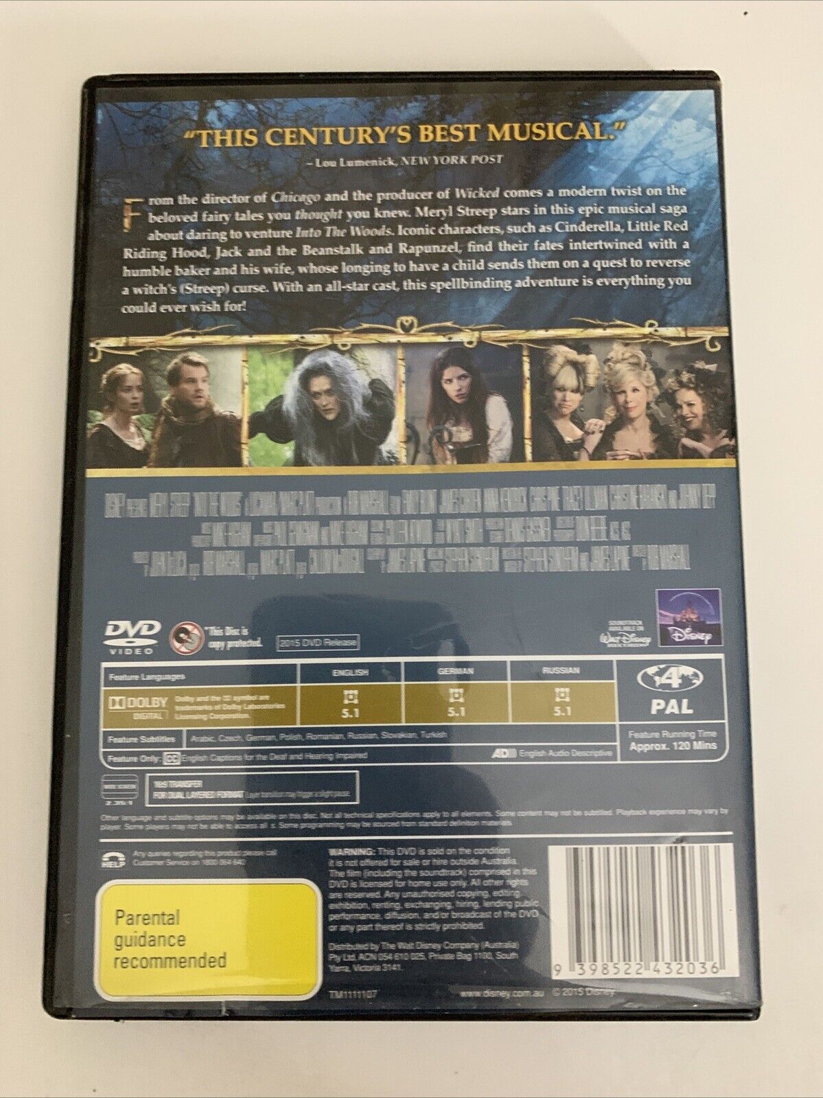 Into The Woods (DVD, 2014) Anna Kendrick, Meryl Streep Disney Film Region 4