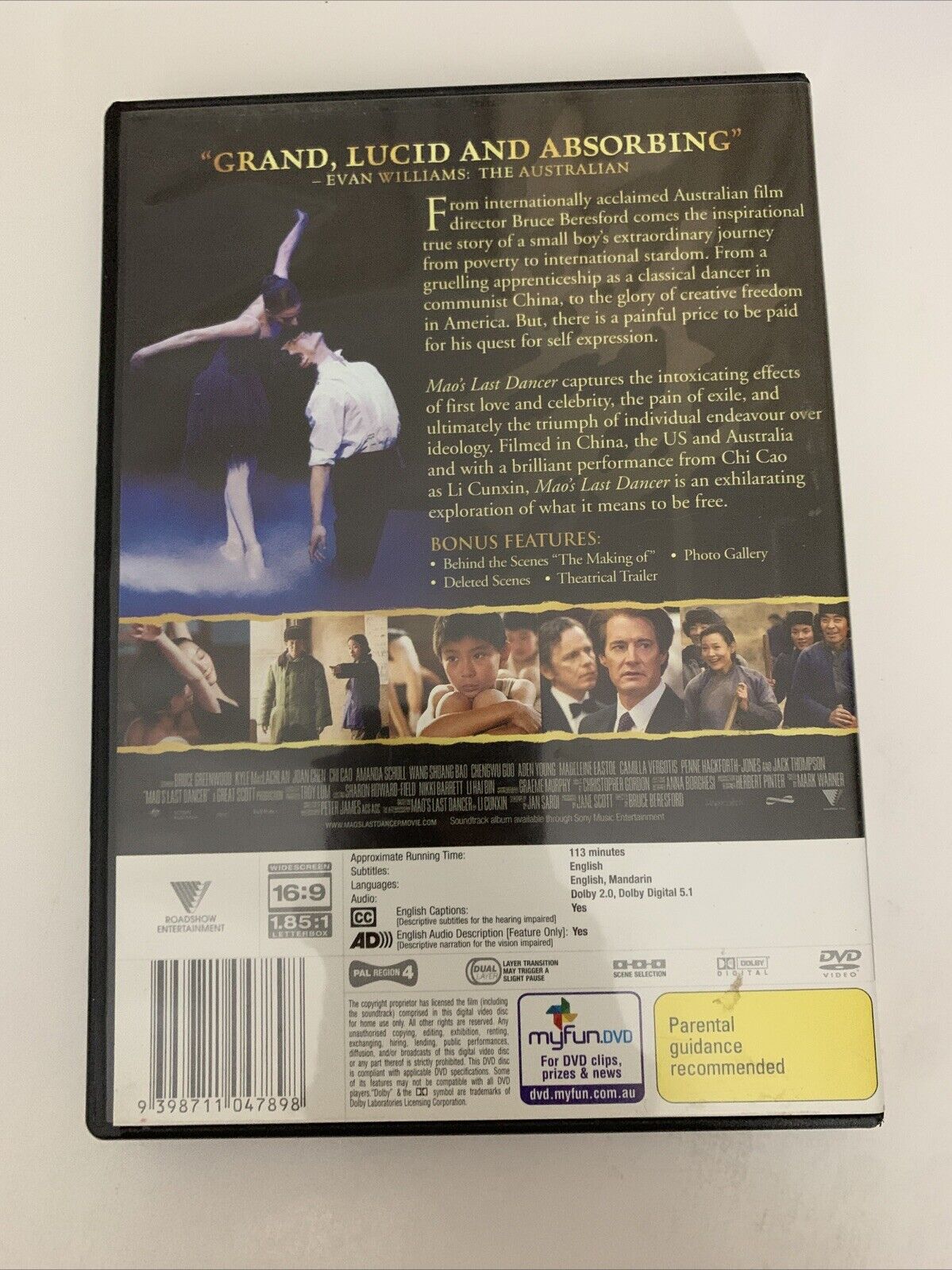 Mao's Last Dancer (DVD, 2009) Joan Chen, Kyle MacLachlan, Chi Cao Region 4