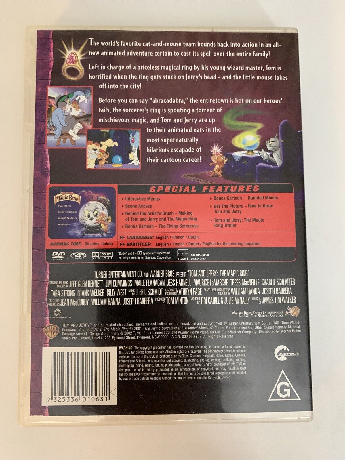 Tom and Jerry The Magic Ring (DVD, 2001) Animated Movie Region 4