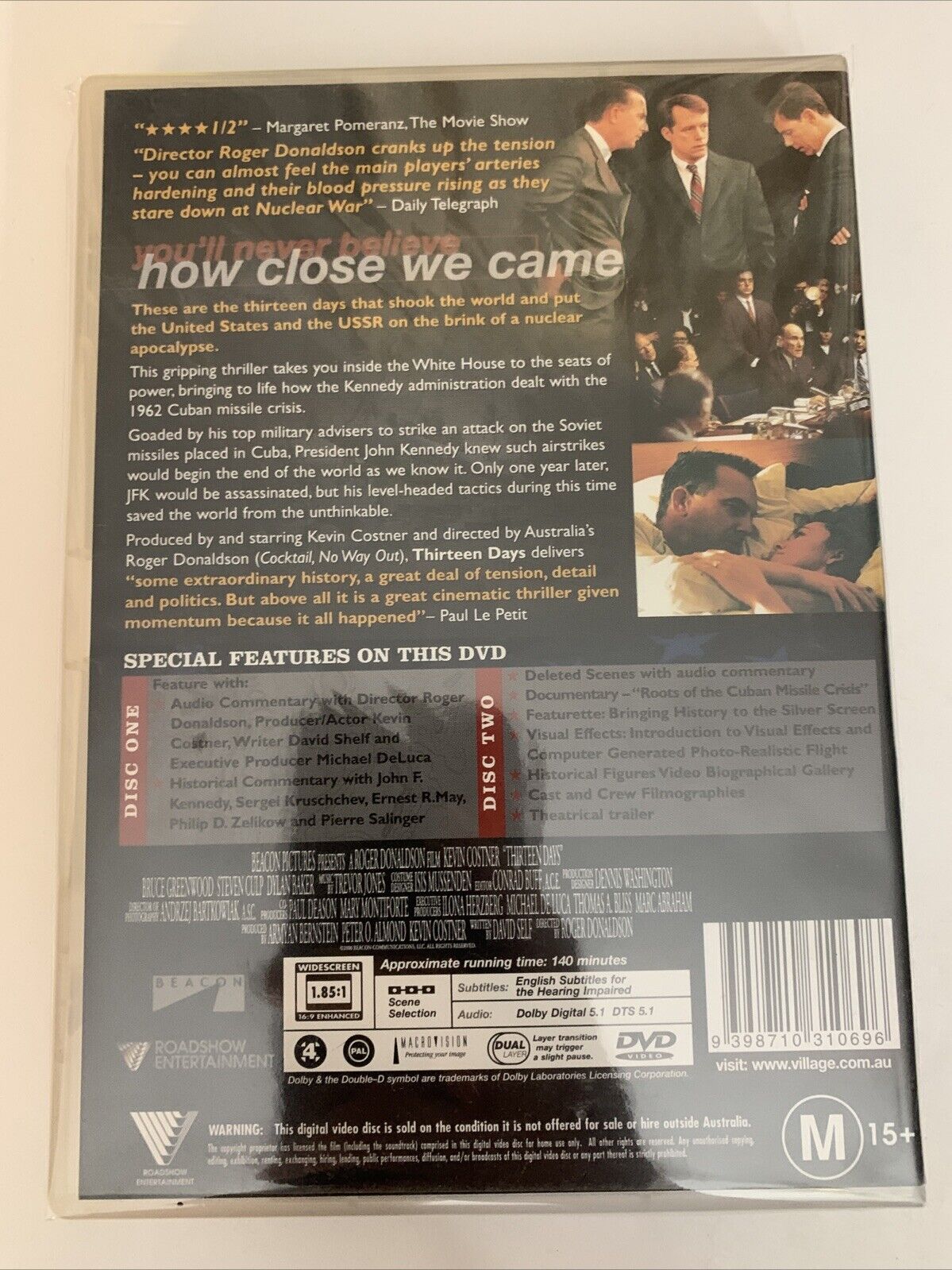 Thirteen Days (DVD, 2000) Dylan Baker, Kevin Costner, Steven Culp Region 4  NEW