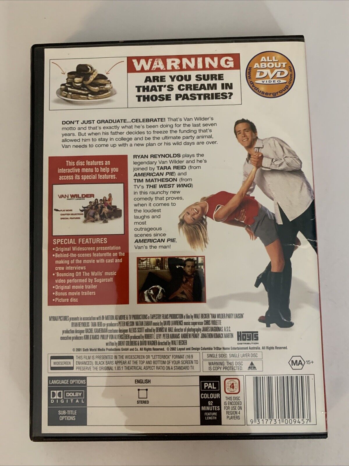 Van Wilder Party Liason (DVD, 2001) Ryan Reynolds,  Tara Reid Region 4