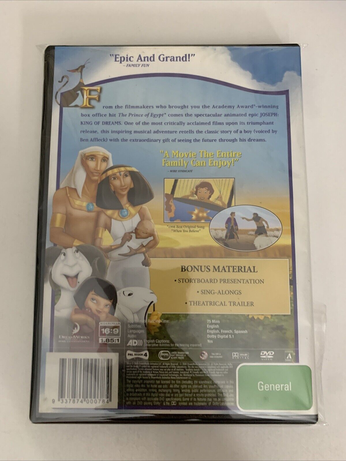 Joseph King of Dreams (DVD, 2000) Dreamworks Animation Region 4  NEW