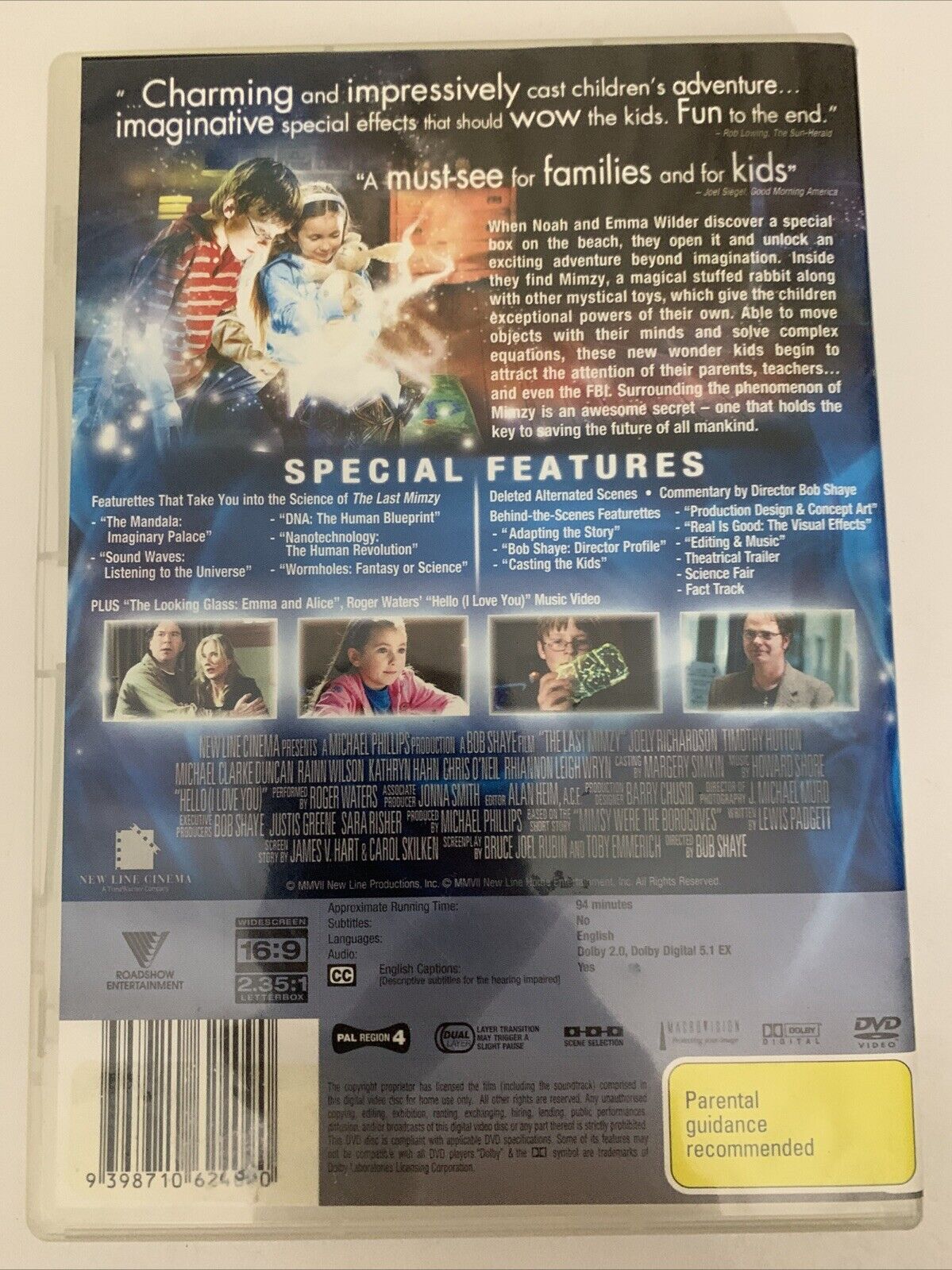 The Last Mimzy (DVD,2007) Timothy Hutton, Rainn Wilson, Joely Richardson Region4