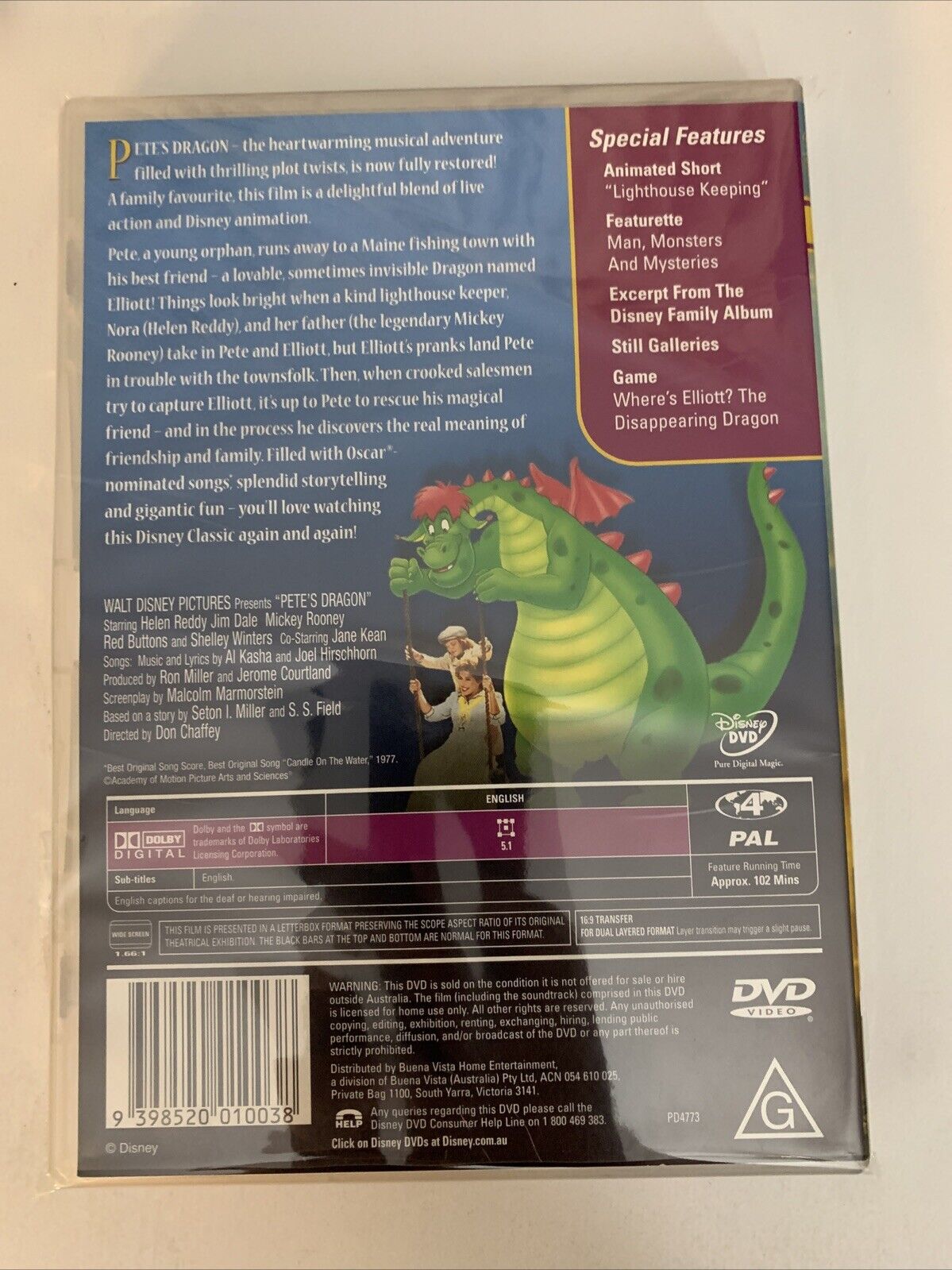 Pete's Dragon (DVD, 1977) Disney Animated Film Region 4   NEW