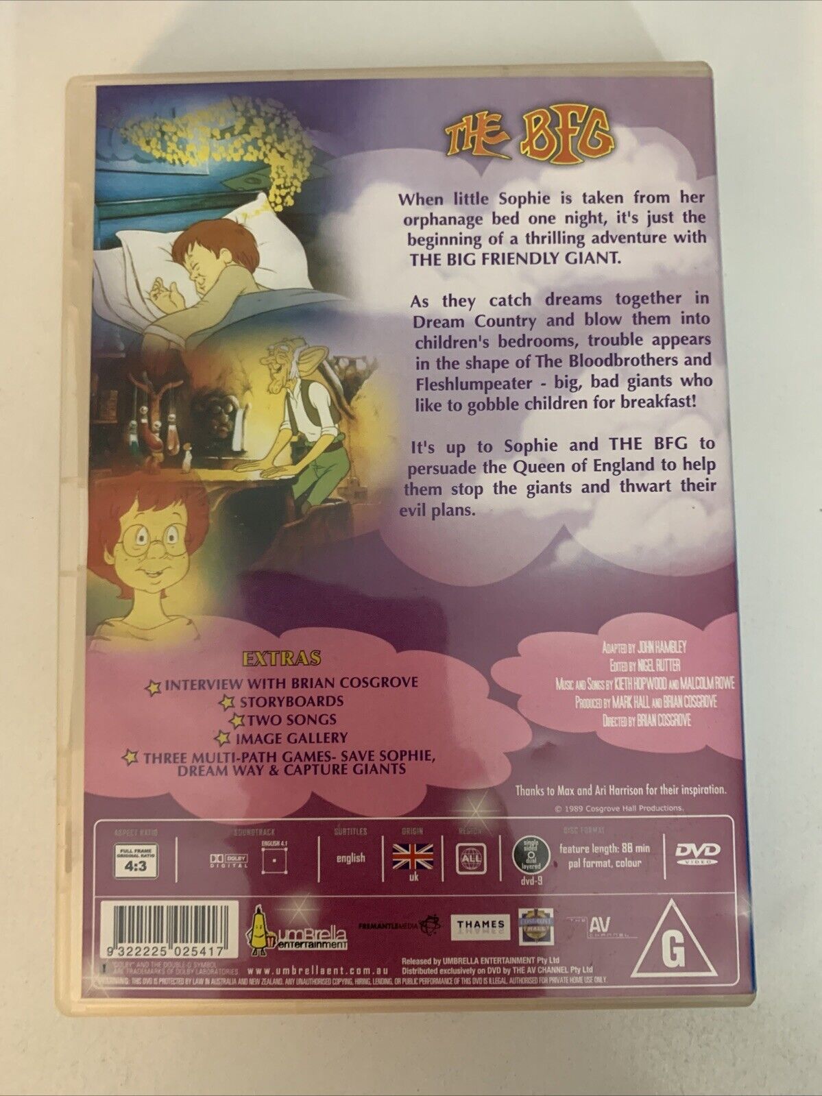 The BFG Big Friendly Giant (DVD, 1989) Animated Film All Regions