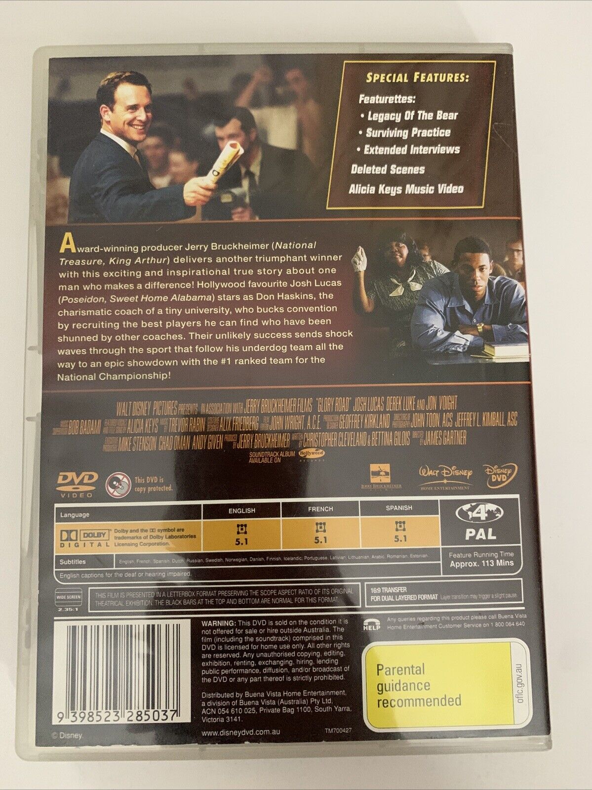Glory Road (DVD, 2006) Josh Lucas Basketball Sports Drama Region 4