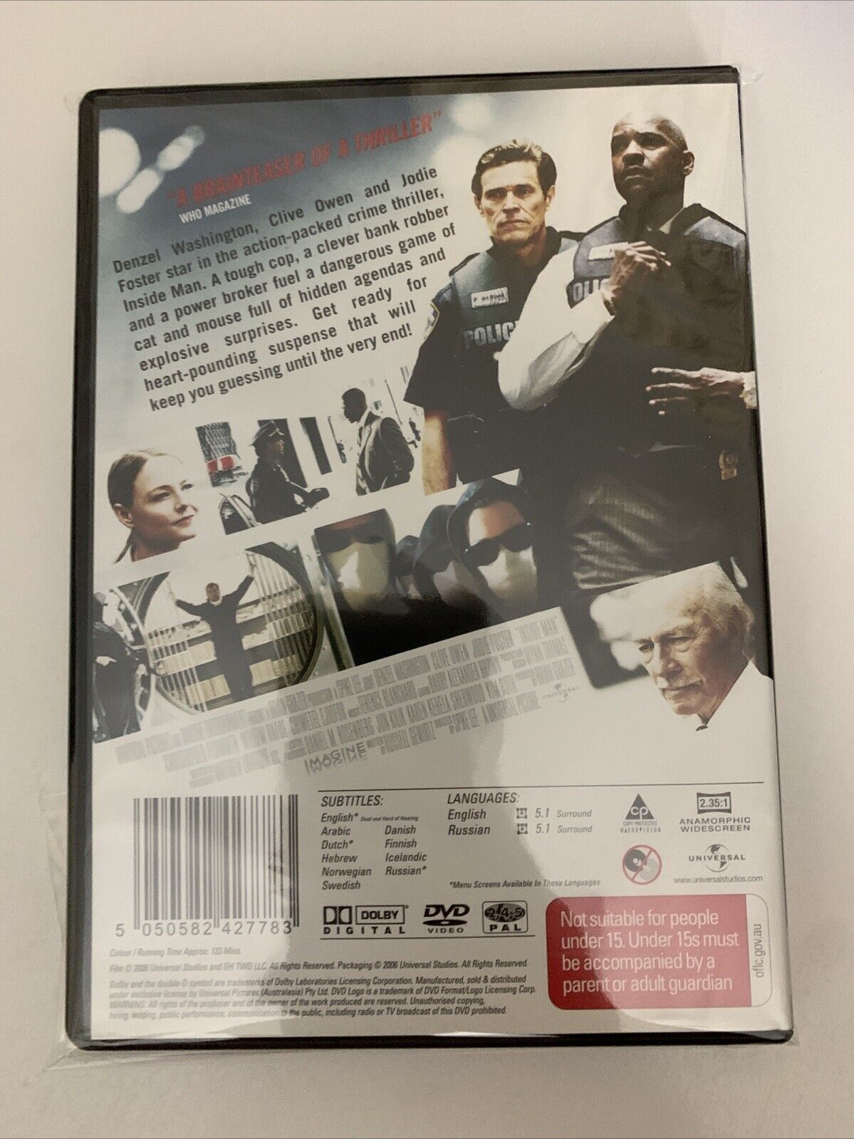 Inside Man (DVD, 2006) Denzel Washington, Clive Owen, Jodie Foster Region 4  NEW