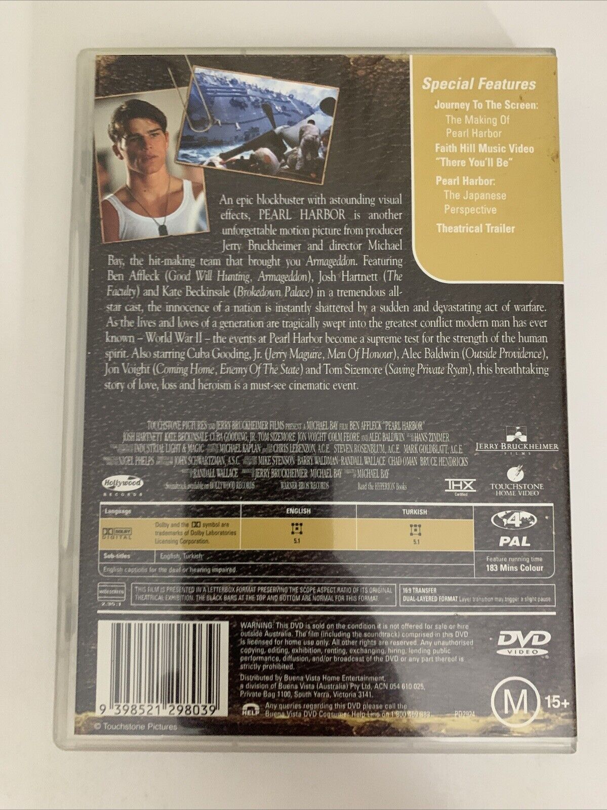 Pearl Harbor (DVD, 2000) Ben Affleck, Josh Hartnett, Kate Beckinsale  Region 4