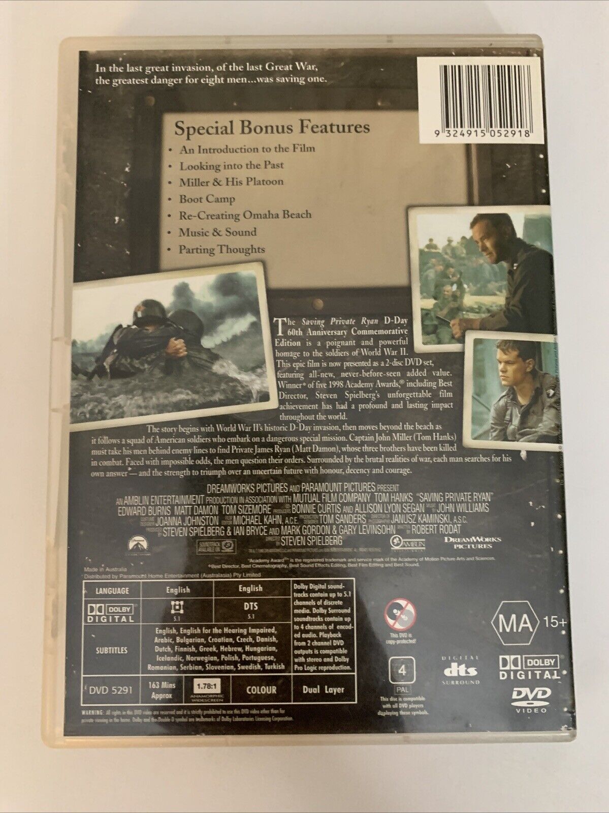 Saving Private Ryan (DVD, 1998) Tom Hanks, Matt Damon  Region 4