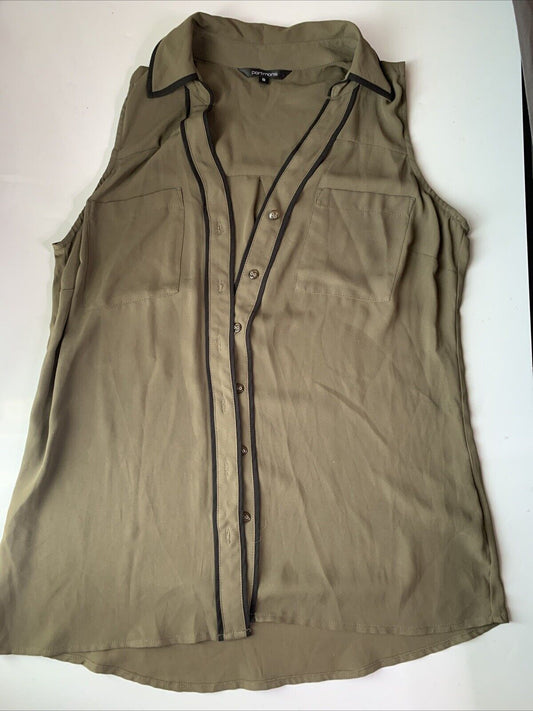 Portmans Vest Women's Shirt Sleeveless Khaki Polyester Size 8 Medium