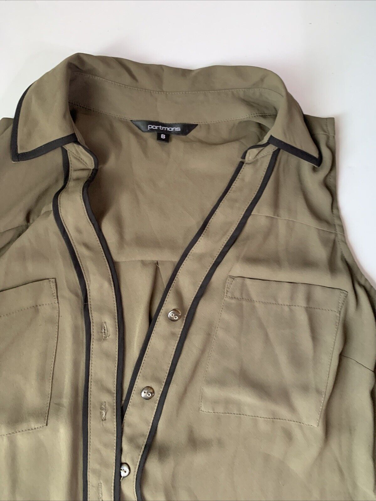 Portmans Vest Women's Shirt Sleeveless Khaki Polyester Size 8 Medium