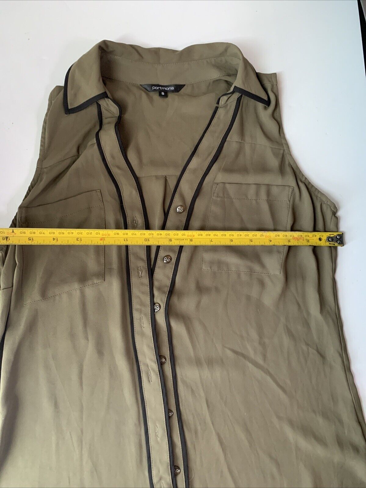 Portmans Vest Women's Shirt Sleeveless Khaki Polyester Size 8 Medium