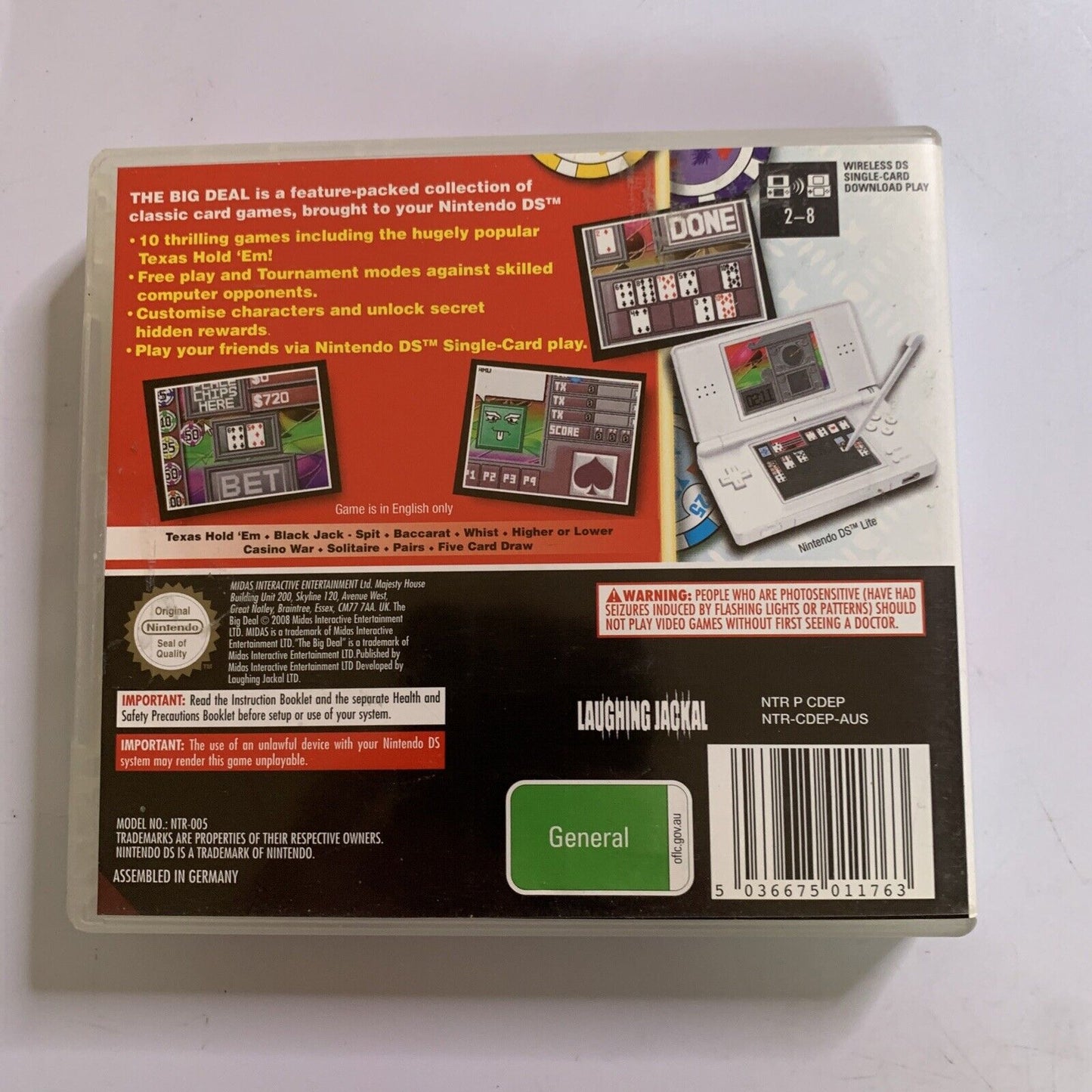 The Big Deal NDS Nintendo DS Classic Card Games Complete