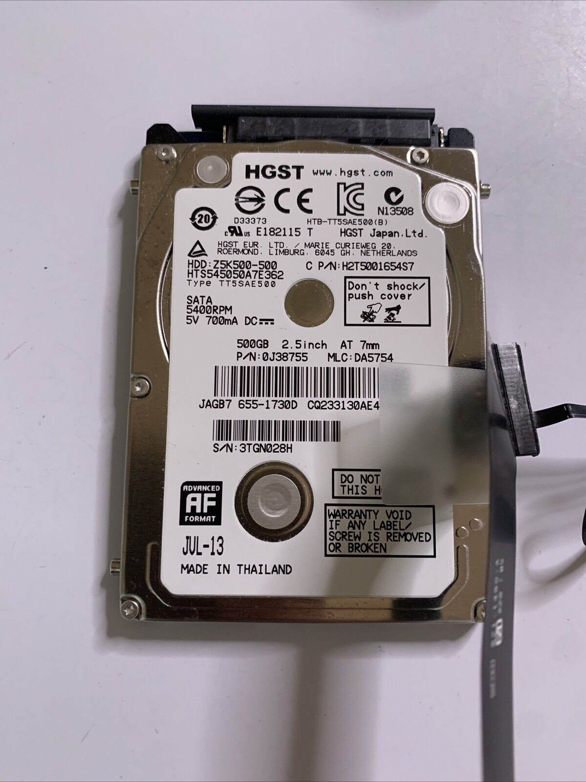 Apple HDD 500GB 2.5" With MacBook Connector 0J38755 821-1480-A GP1-4 818-0814