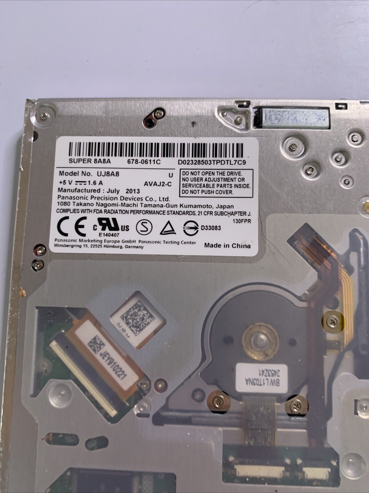 Apple Panasonic SuperDrive Slim Internal Slot Loading DVD Burner UJ8A8
