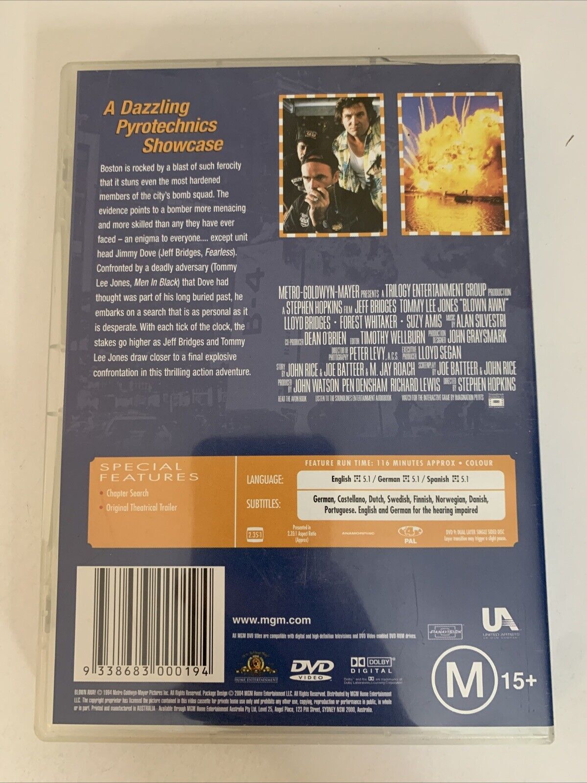 Blown Away (DVD, 1994) Forest Whitaker, Jeff Bridges, Tommy Lee Jones Region 4