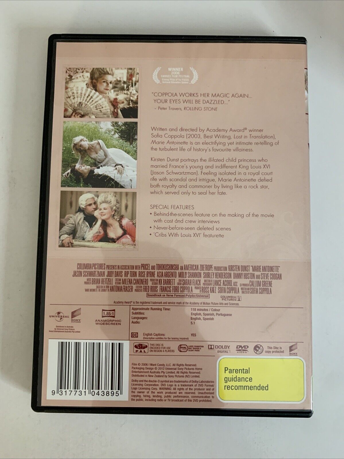 Marie Antoinette (DVD, 2006) Kirsten Dunst  Region 4