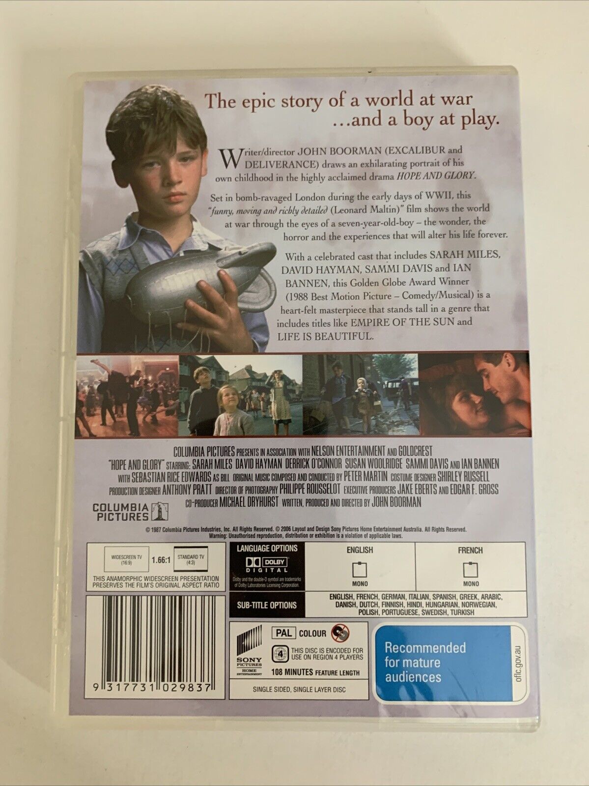 Hope And Glory (DVD, 1987) John Boorman Film Region 4