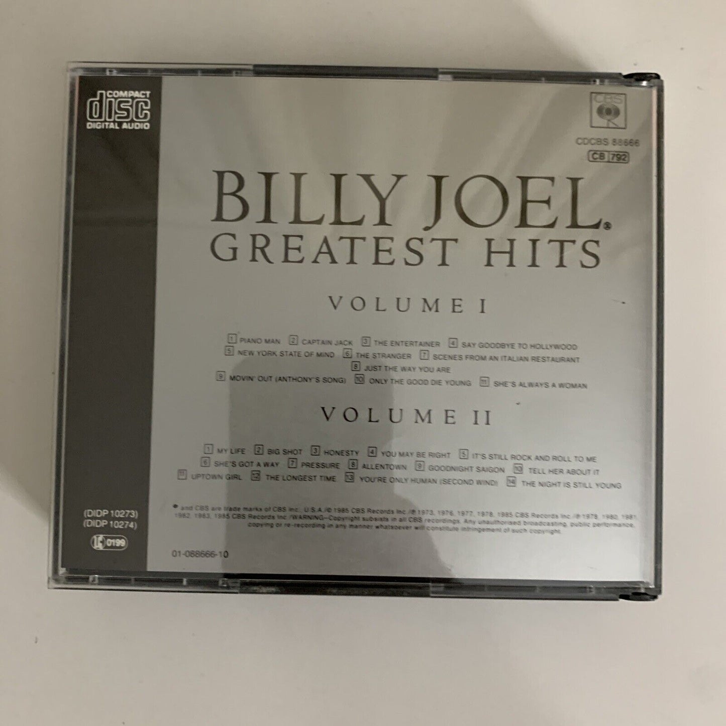 Greatest Hits Volume 1 & II by Billy Joel (CD, 1998, 2 Discs) Columbia Records