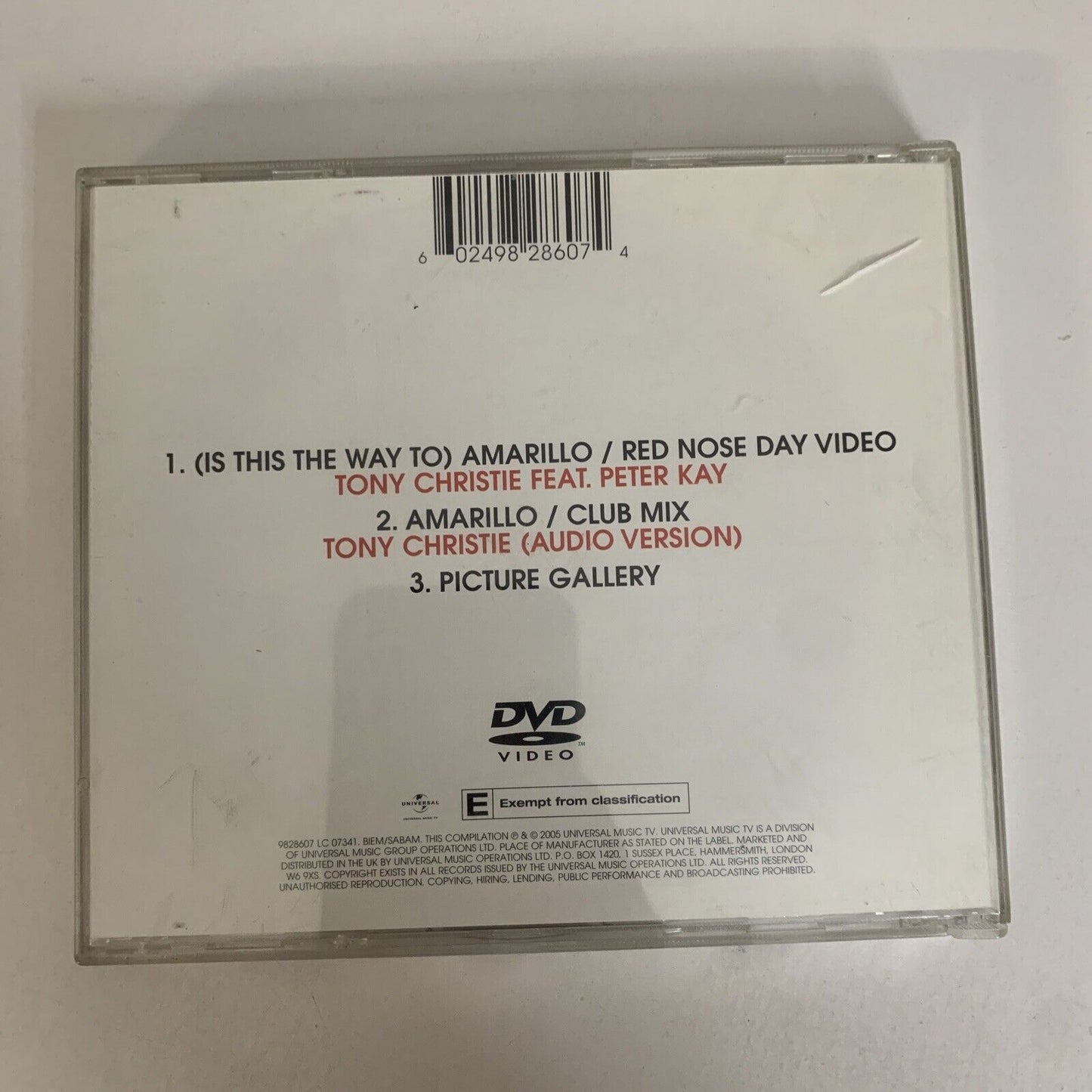 Tony Christie Featuring Peter Kay (Is This The Way To) Amarillo (DVD, 2005)