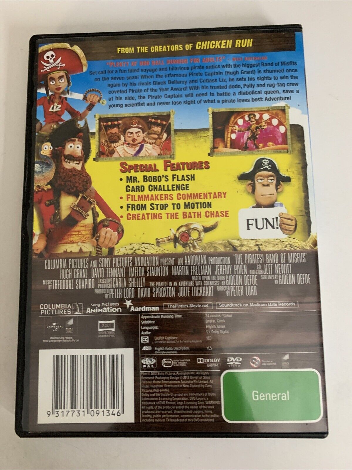 The Pirates! Band of Misfits (DVD, 2012) Aardman Animated Film  Region 4 &2