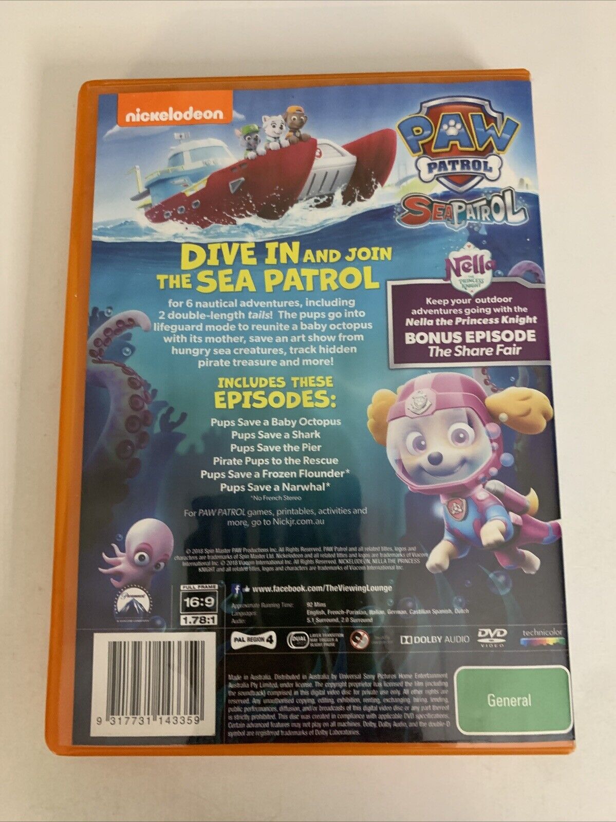 Paw Patrol : Sea Patrol (DVD, 2017) Nickelodeon Animation Region 4