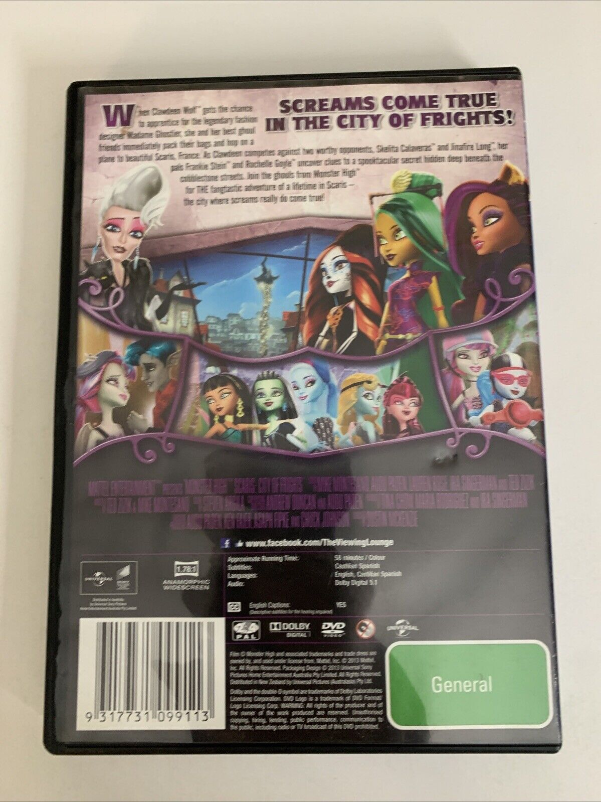Monster High Scaris City Of Frights (DVD, 2012) Animation Region 4 &2