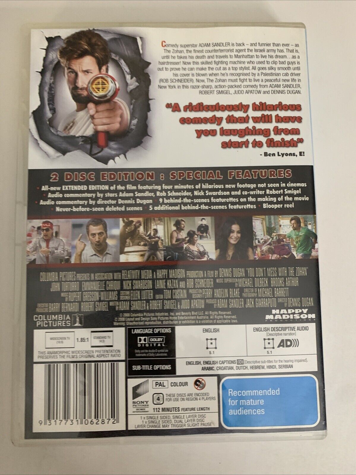 You Don't Mess With The Zohan (DVD, 2008, Extended Edition) Adam Sandler 2-Disc