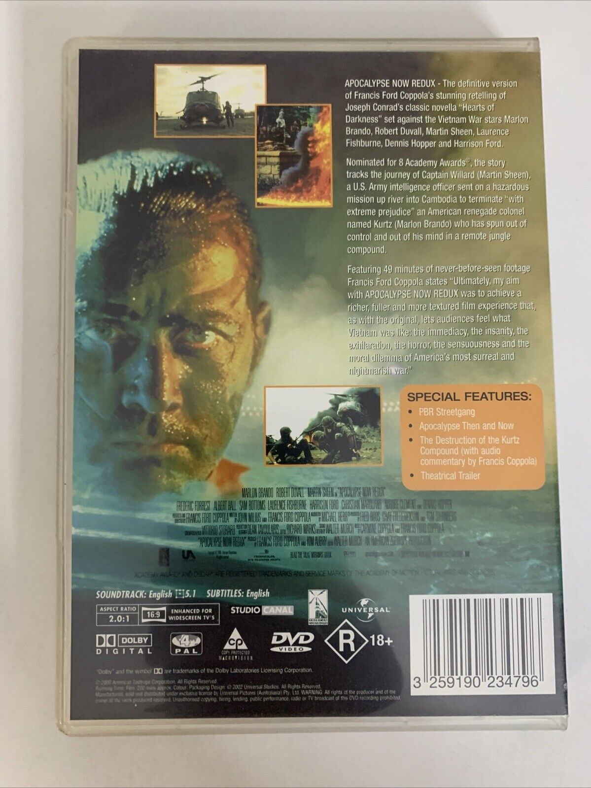 Apocalypse Now Redux (DVD, 1979) Martin Sheen, Marlon Brando  Region 4
