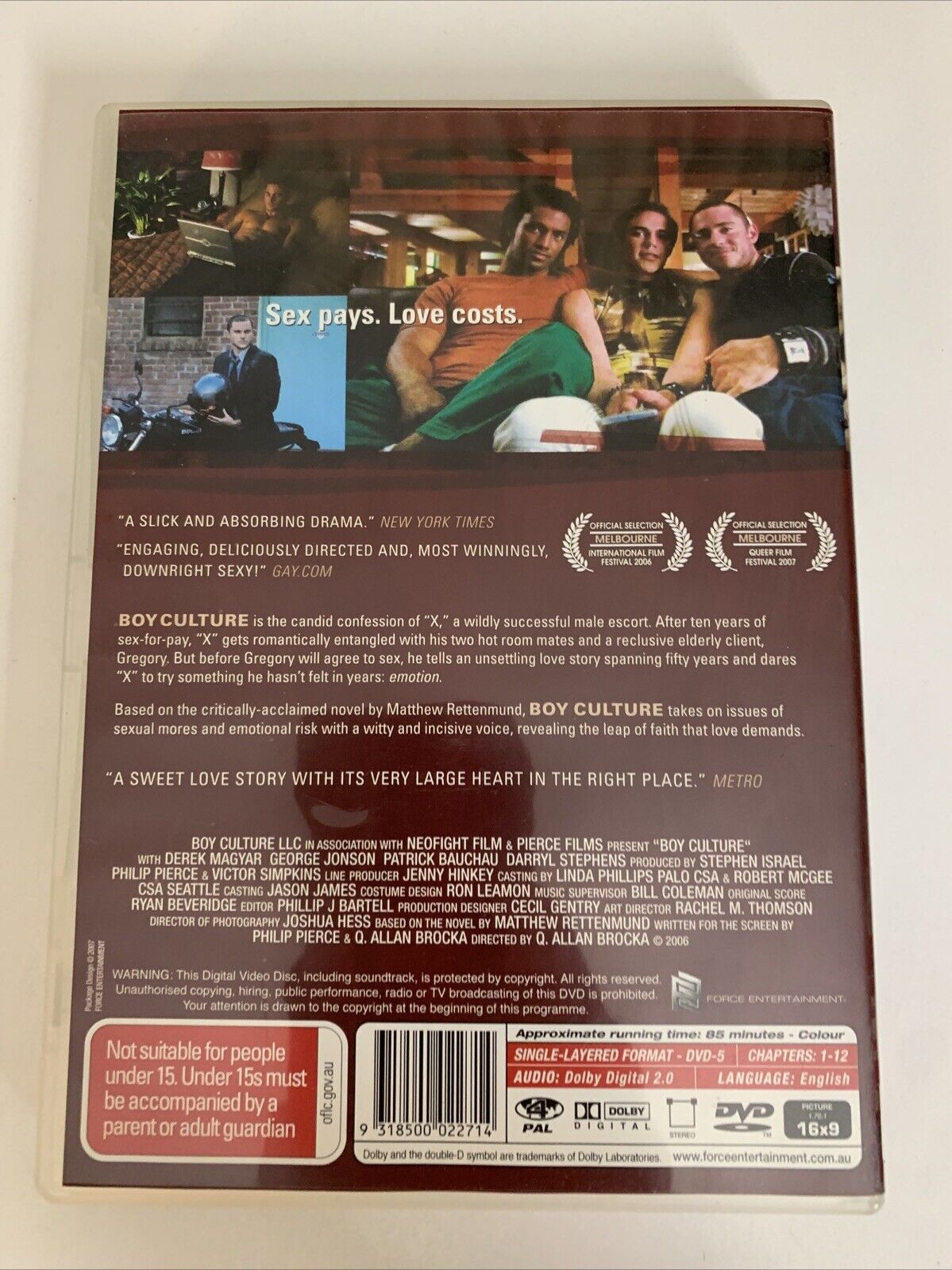 Boy Culture (DVD, 2006) Derek Magyar, Johnathon Trent, Patrick Bauchau  Region 4