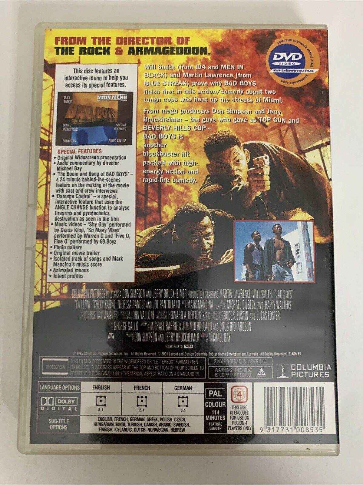 Bad Boys (DVD, 1995) Tea Leoni, Will Smith, Martin Lawrence  Region 4